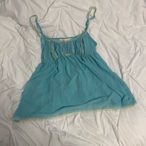 y2k 2000s victoria's secret baby blue lace babydoll lingerie top large
